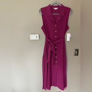 NANETTE LEPORE Sleeveless Pleated Midi Dress In Bali Orchid Size 14